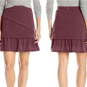 NWT Prana Leah Skirt wool blend XL burgundy ruffle